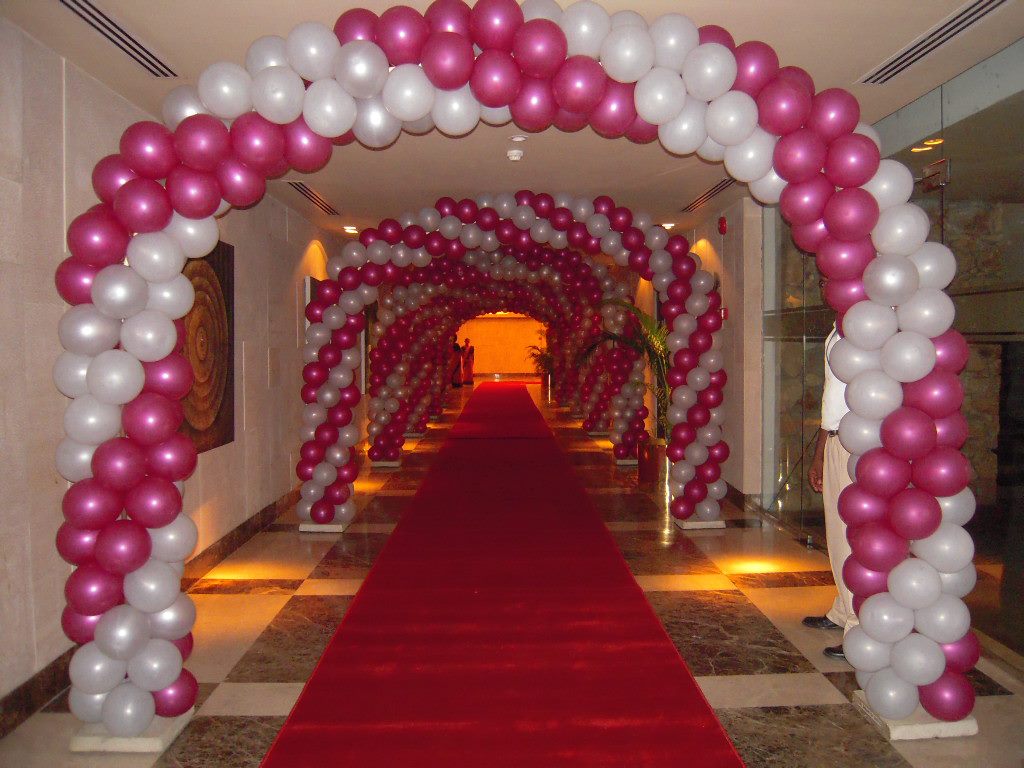Double half circle balloon pillars for party decor