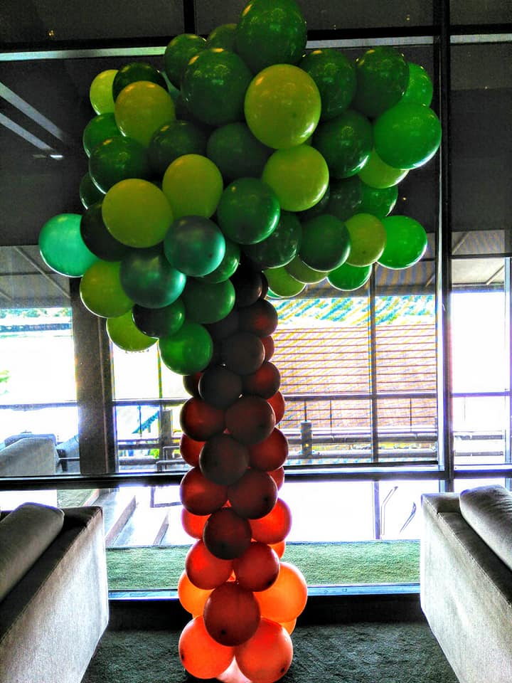 Colorful balloon arch for entrance or photo backdrop